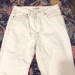 SOLDCream Brown Stitched straight leg jeans